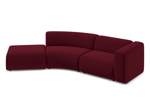 Makamii Canapea Modulara, 4 locuri, Taburet Inclus, Tapitata cu Stofa, Ekahi Velvet 4SOL-3, l335xA166xH70 cm