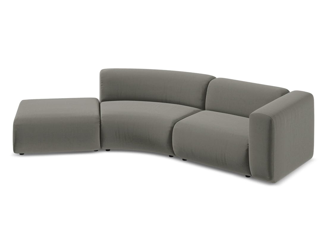 Makamii Canapea Modulara, 4 locuri, Taburet Inclus, Tapitata cu Stofa, Ekahi Velvet 4SOL-3, l335xA166xH70 cm