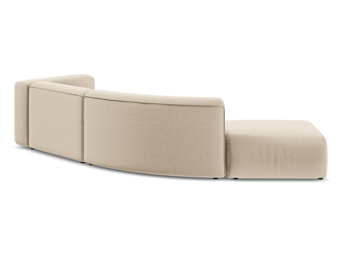 Makamii Canapea Modulara, 4 locuri, Taburet Inclus, Tapitata cu Stofa, Ekahi Velvet 4SOL-3, l335xA166xH70 cm