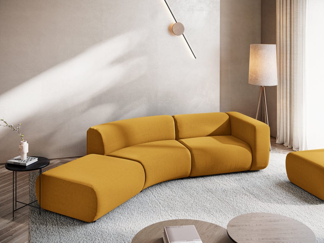 Makamii Canapea Modulara, 4 locuri, Taburet Inclus, Tapitata cu Stofa, Ekahi Velvet 4SOL-3, l335xA166xH70 cm