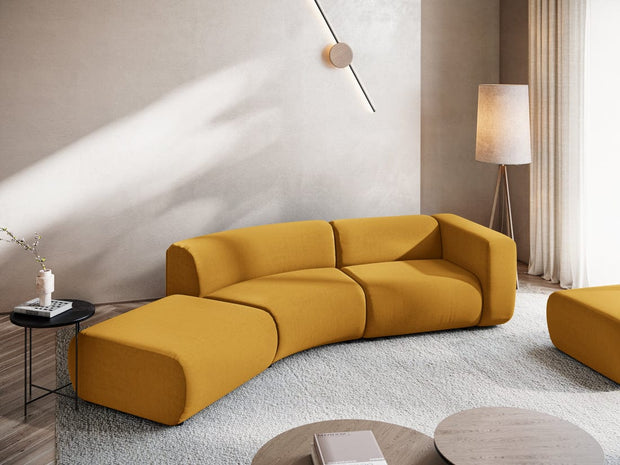 Makamii Canapea Modulara, 4 locuri, Taburet Inclus, Tapitata cu Stofa, Ekahi Velvet 4SOL-3, l335xA166xH70 cm