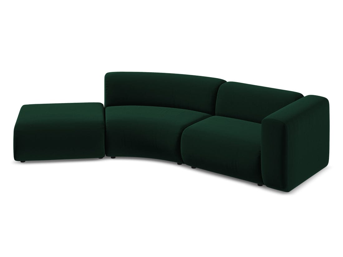 Makamii Canapea Modulara, 4 locuri, Taburet Inclus, Tapitata cu Stofa, Ekahi Velvet 4SOL-3, l335xA166xH70 cm