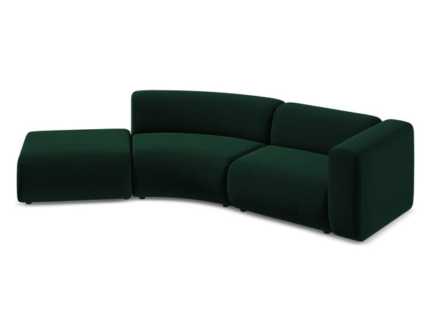 Makamii Canapea Modulara, 4 locuri, Taburet Inclus, Tapitata cu Stofa, Ekahi Velvet 4SOL-3, l335xA166xH70 cm