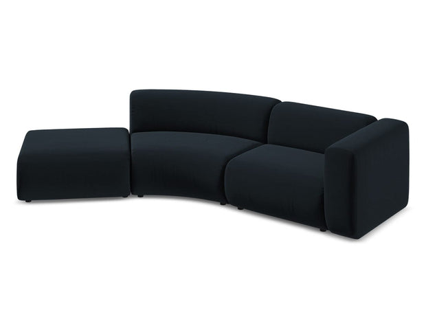 Makamii Canapea Modulara, 4 locuri, Taburet Inclus, Tapitata cu Stofa, Ekahi Velvet 4SOL-C29 Albastru Royal / Negru, l335xA166xH70 cm