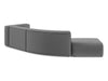 Makamii Canapea Modulara, 4 locuri, Taburet Inclus, Tapitata cu Stofa, Ekahi Velvet 4SOL-C4 Gri / Negru, l335xA166xH70 cm