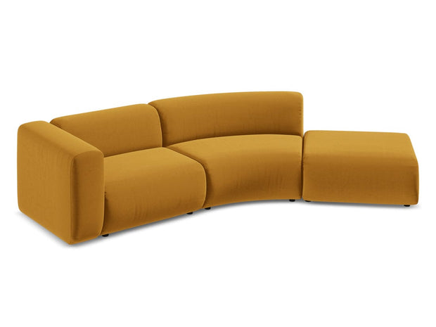 Makamii Canapea Modulara, 4 locuri, Taburet Inclus, Tapitata cu Stofa, Ekahi Velvet 4SOR-3, l335xA166xH70 cm