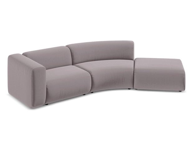 Makamii Canapea Modulara, 4 locuri, Taburet Inclus, Tapitata cu Stofa, Ekahi Velvet 4SOR-3, l335xA166xH70 cm