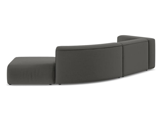 Makamii Canapea Modulara, 4 locuri, Taburet Inclus, Tapitata cu Stofa, Ekahi Velvet 4SOR-C2 Gri Inchis / Negru, l335xA166xH70 cm