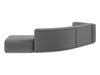 Makamii Canapea Modulara, 4 locuri, Taburet Inclus, Tapitata cu Stofa, Ekahi Velvet 4SOR-C4 Gri / Negru, l335xA166xH70 cm