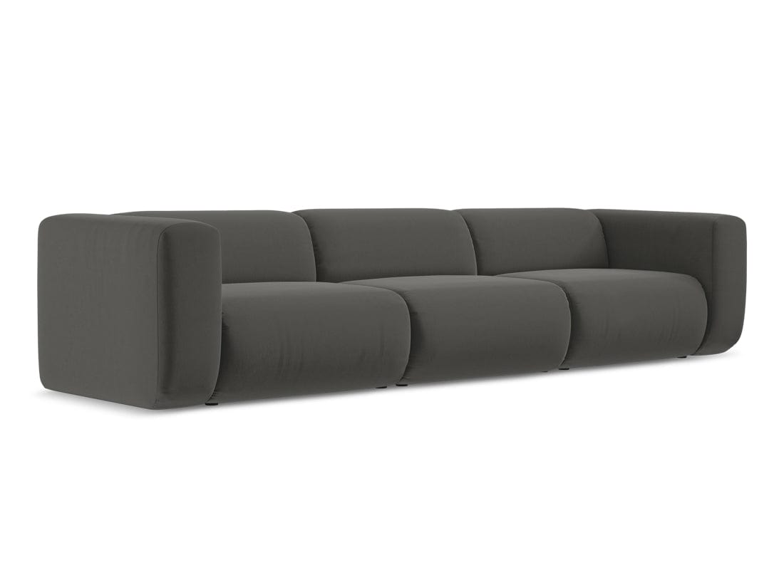 Makamii Canapea Modulara, 4 locuri, Tapitata cu Stofa, Ekahi Velvet 4S-C2 Gri Inchis / Negru, l319xA89xH70 cm