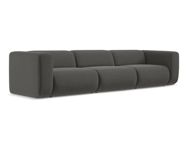 Makamii Canapea Modulara, 4 locuri, Tapitata cu Stofa, Ekahi Velvet 4S-C2 Gri Inchis / Negru, l319xA89xH70 cm
