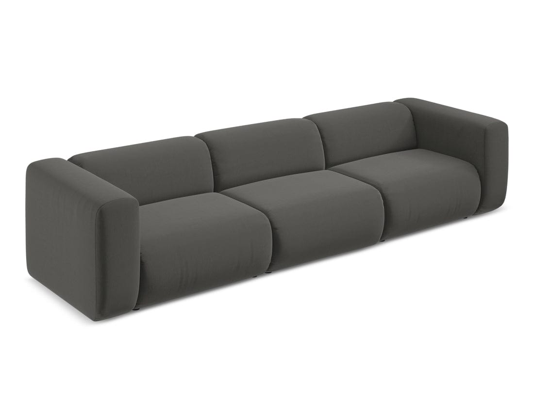 Makamii Canapea Modulara, 4 locuri, Tapitata cu Stofa, Ekahi Velvet 4S-C2 Gri Inchis / Negru, l319xA89xH70 cm