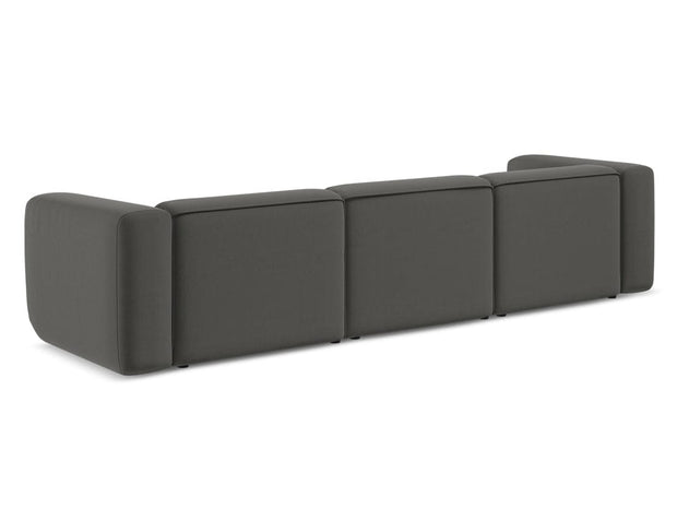 Makamii Canapea Modulara, 4 locuri, Tapitata cu Stofa, Ekahi Velvet 4S-C2 Gri Inchis / Negru, l319xA89xH70 cm