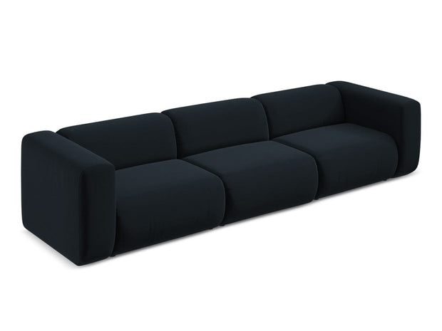 Makamii Canapea Modulara, 4 locuri, Tapitata cu Stofa, Ekahi Velvet 4S-C29 Albastru Royal / Negru, l319xA89xH70 cm