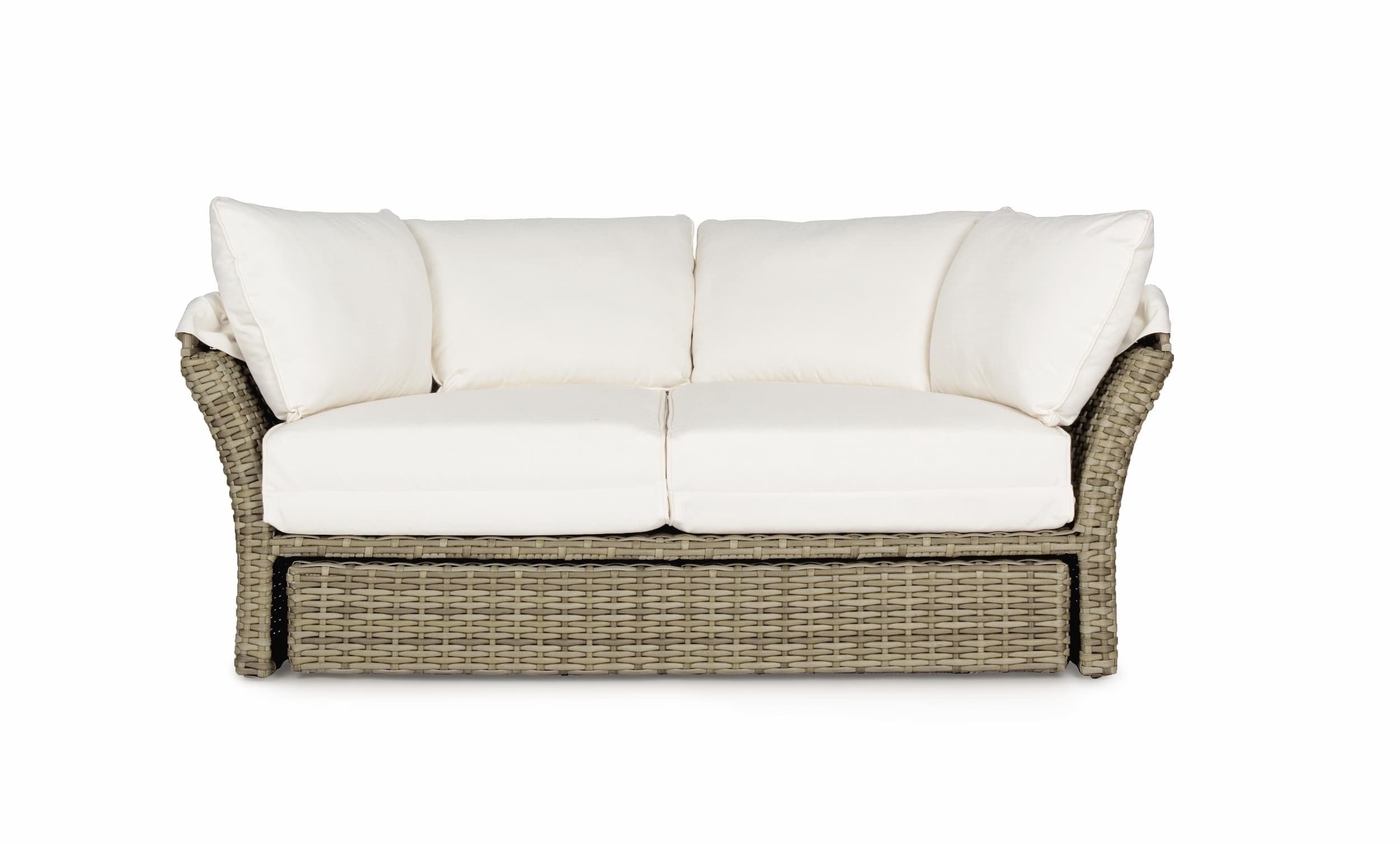 Canapea modulara cu baldachin pentru gradina / terasa, din aluminiu si fibre sintetice, cu perne detasabile, 2 locuri, Lesly Ivoir / Natural, l200xA104-176xH168 cm (2)