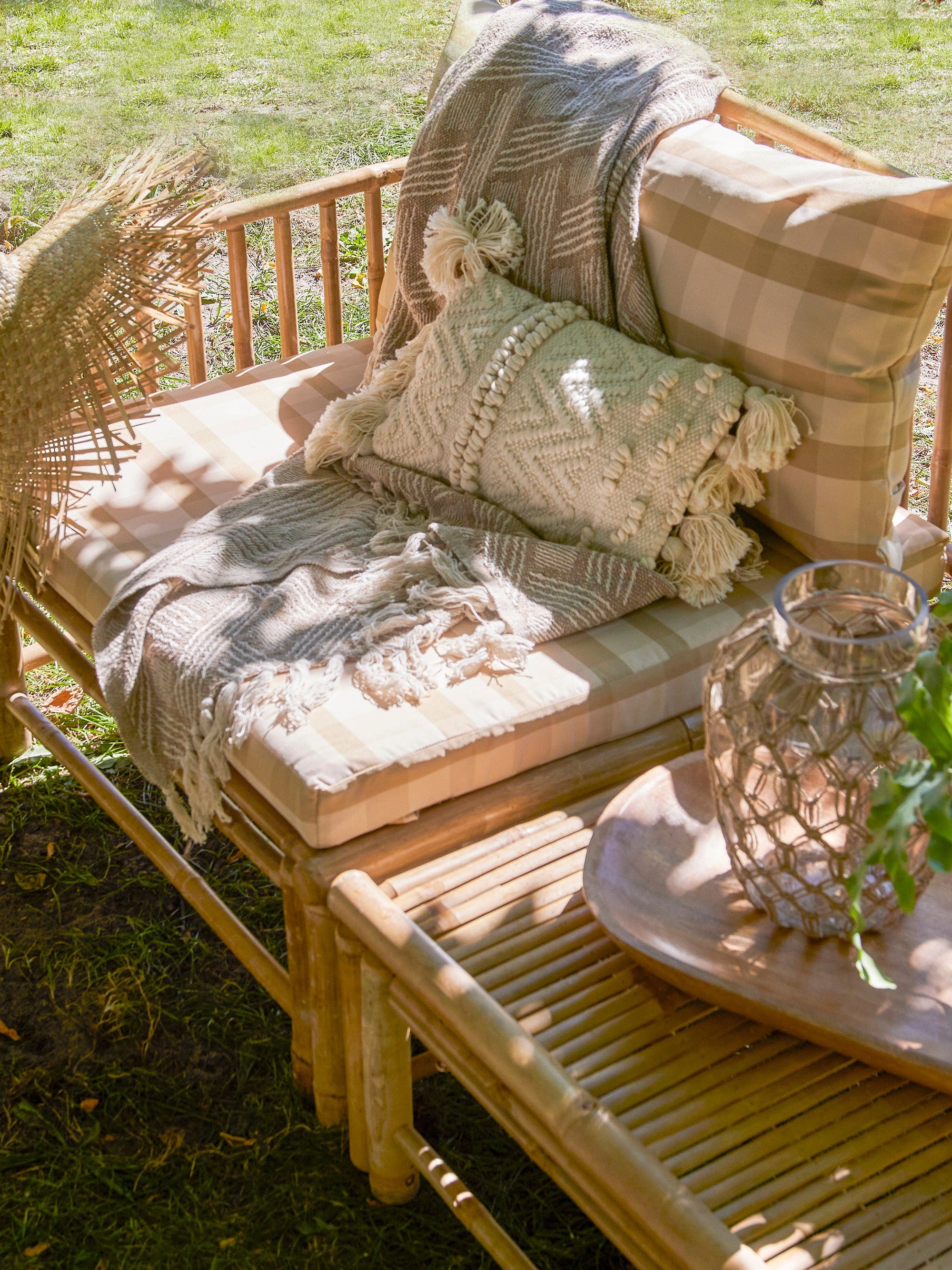 Bloomingville Canapea Modulara pentru gradina / terasa, din bambus, Korfu Left Natural, l77xA76xH70 cm