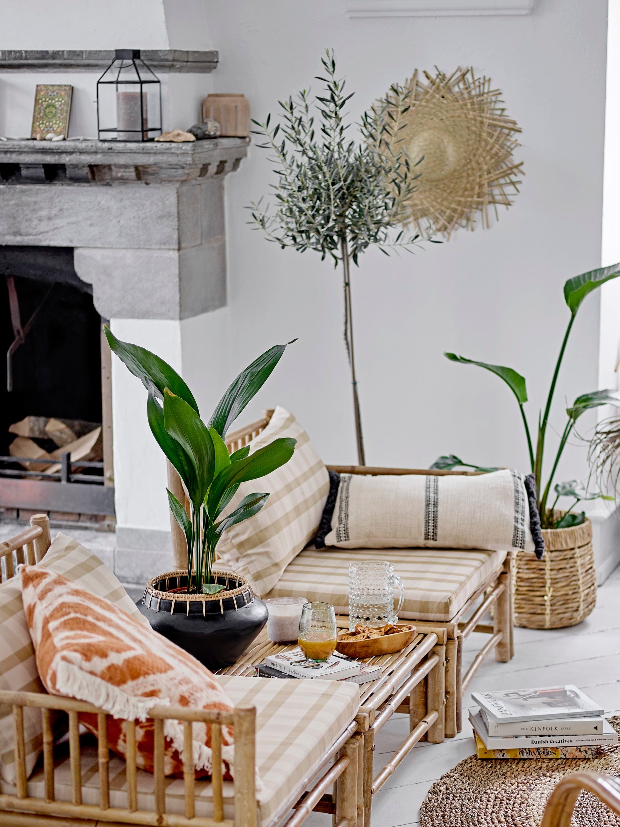 Bloomingville Canapea Modulara pentru gradina / terasa, din bambus, Korfu Left Natural, l77xA76xH70 cm