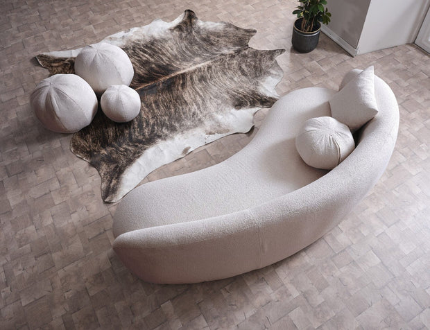 Serhat Canapea New Moon Crem Fixa cu Arcuri si Spuma Poliuretanica, 3 Locuri, tapitata cu Stofa, Perne Incluse, l217xA102xH75 cm