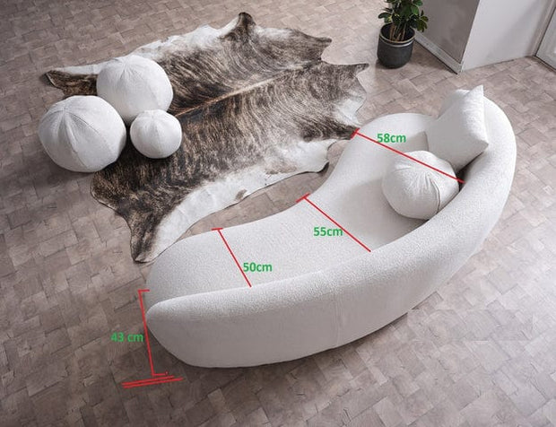 Serhat Canapea New Moon Crem Fixa cu Arcuri si Spuma Poliuretanica, 3 Locuri, tapitata cu Stofa, Perne Incluse, l217xA102xH75 cm