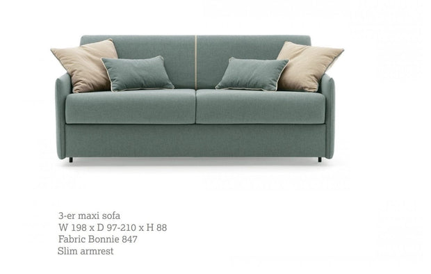 LeComfort Canapea Noxar Bonnie 847/370 Extensibila cu Benzi Elastice si Spuma Poliuretanica, 3 Locuri, Suprafata de Dormit 199x160 cm, tapitata cu Stofa, cu Spatiu de Depozitare, l198xA97xH88 cm