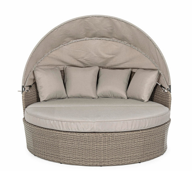 Canapea / Pat cu baldachin pentru gradina / terasa, din aluminiu si fibre sintetice, cu perne detasabile, 2 locuri, Siesta Grej, l168xA95-168xH82-145 cm (2)