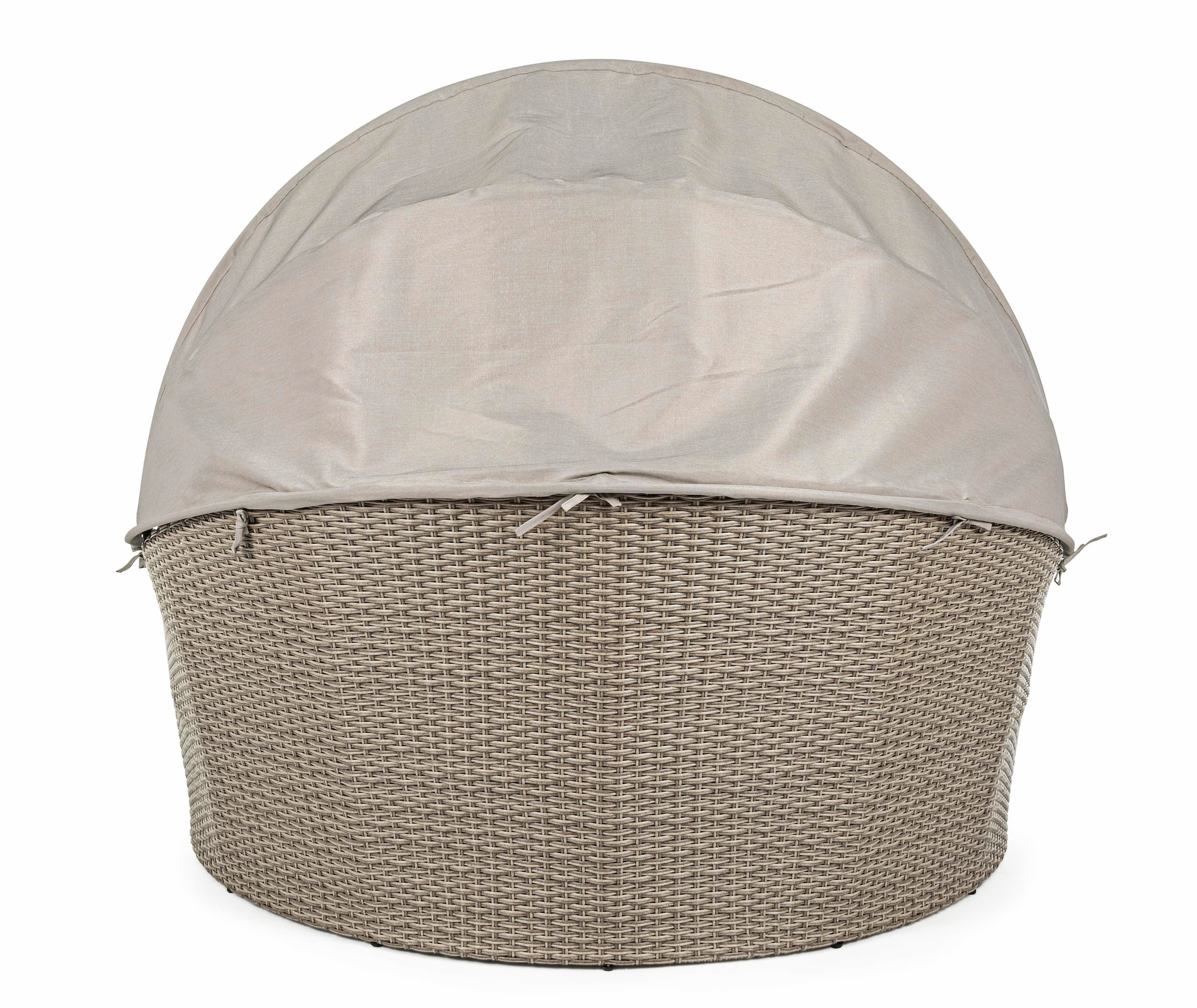 Canapea / Pat cu baldachin pentru gradina / terasa, din aluminiu si fibre sintetice, cu perne detasabile, 2 locuri, Siesta Grej, l168xA95-168xH82-145 cm (3)