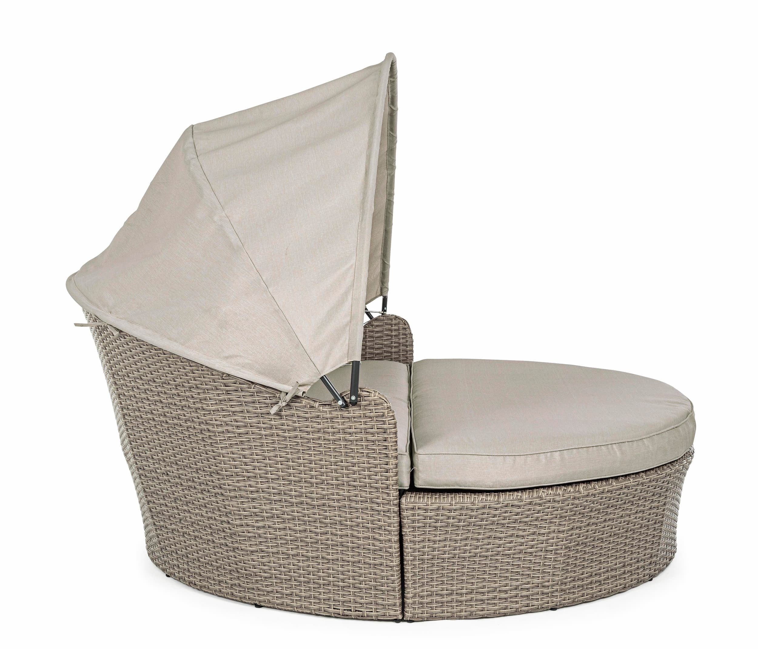 Canapea / Pat cu baldachin pentru gradina / terasa, din aluminiu si fibre sintetice, cu perne detasabile, 2 locuri, Siesta Grej, l168xA95-168xH82-145 cm (4)