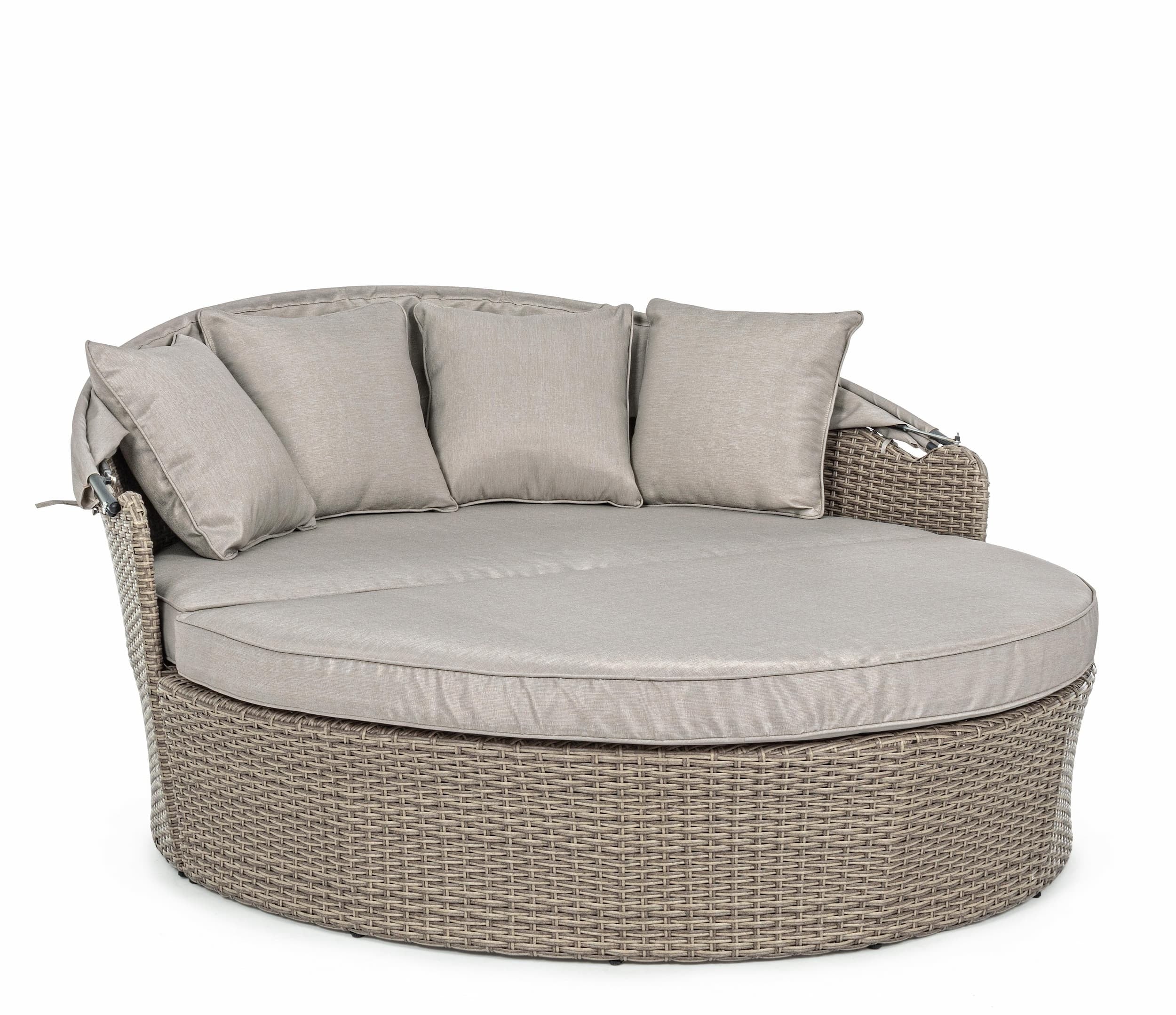 Canapea / Pat cu baldachin pentru gradina / terasa, din aluminiu si fibre sintetice, cu perne detasabile, 2 locuri, Siesta Grej, l168xA95-168xH82-145 cm (5)