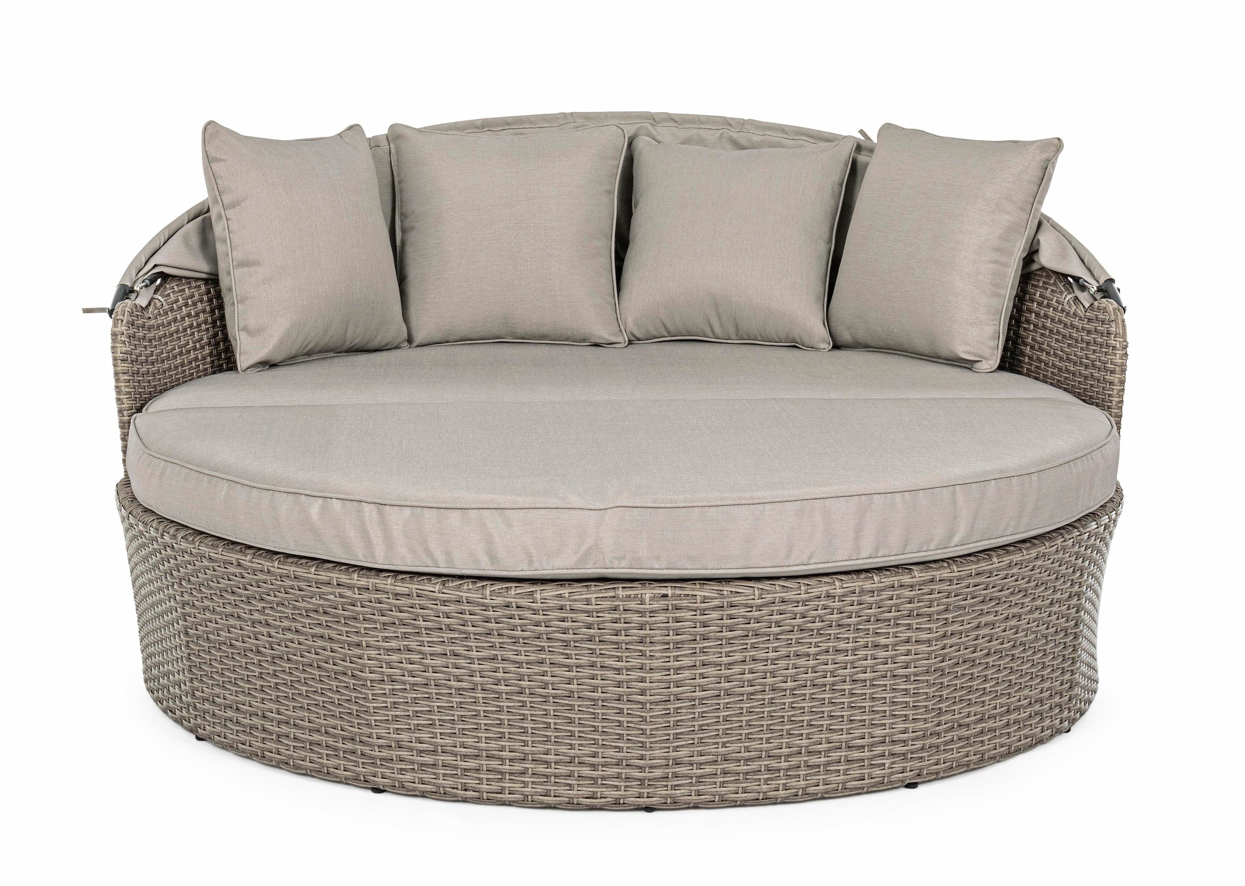 Canapea / Pat cu baldachin pentru gradina / terasa, din aluminiu si fibre sintetice, cu perne detasabile, 2 locuri, Siesta Grej, l168xA95-168xH82-145 cm (6)