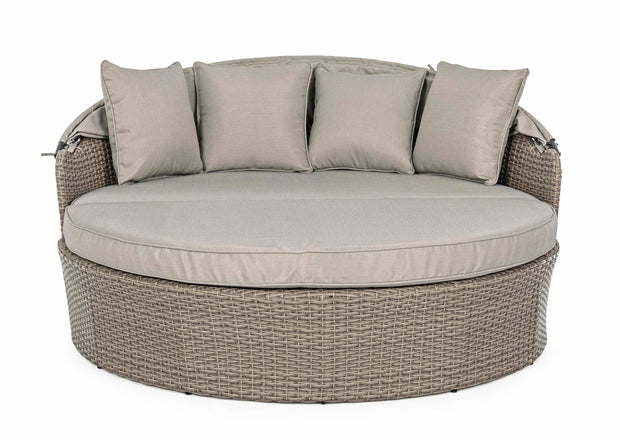 Canapea / Pat cu baldachin pentru gradina / terasa, din aluminiu si fibre sintetice, cu perne detasabile, 2 locuri, Siesta Grej, l168xA95-168xH82-145 cm (6)