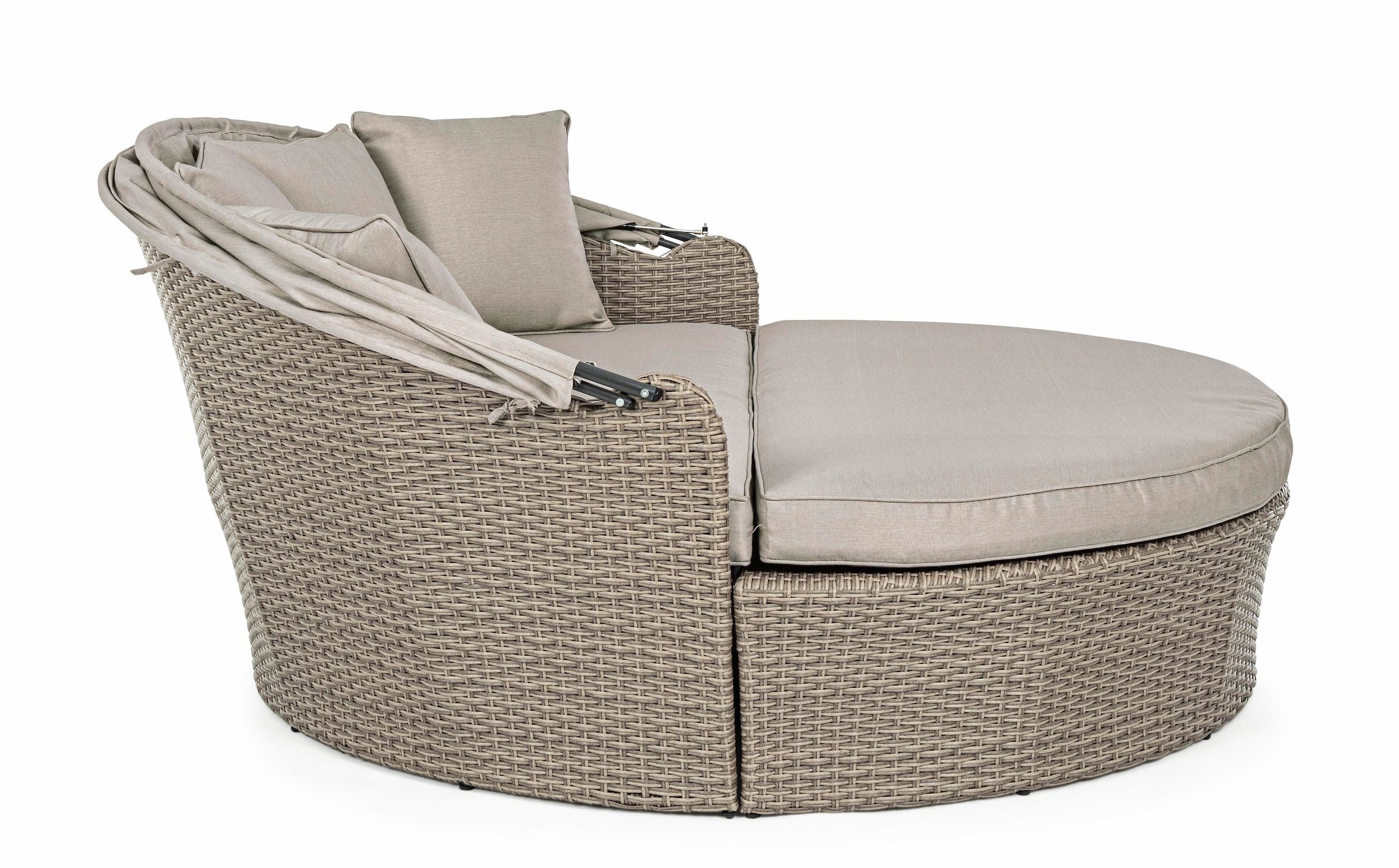 Canapea / Pat cu baldachin pentru gradina / terasa, din aluminiu si fibre sintetice, cu perne detasabile, 2 locuri, Siesta Grej, l168xA95-168xH82-145 cm (8)