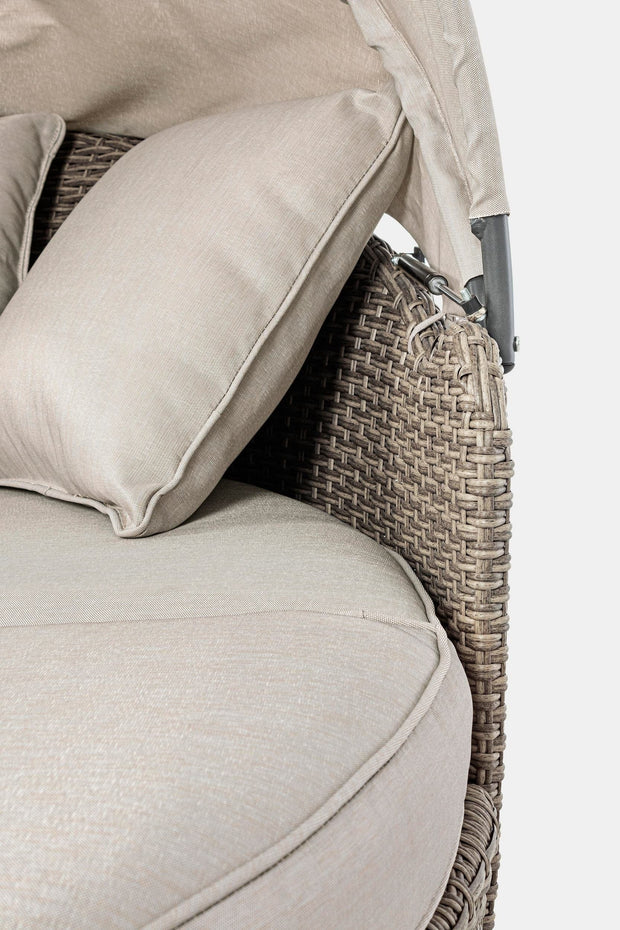 Canapea / Pat cu baldachin pentru gradina / terasa, din aluminiu si fibre sintetice, cu perne detasabile, 2 locuri, Siesta Grej, l168xA95-168xH82-145 cm (9)