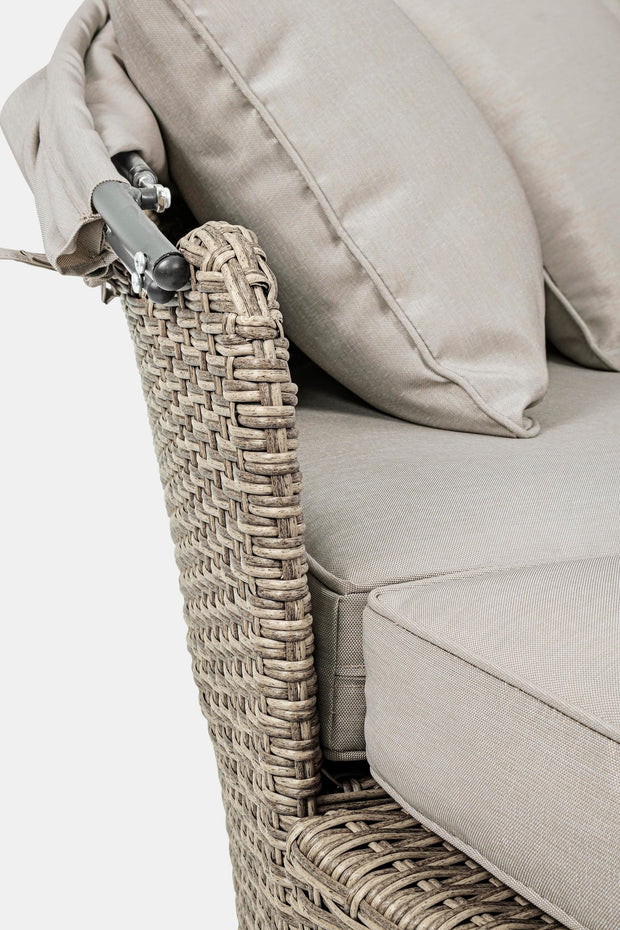 Canapea / Pat cu baldachin pentru gradina / terasa, din aluminiu si fibre sintetice, cu perne detasabile, 2 locuri, Siesta Grej, l168xA95-168xH82-145 cm (10)