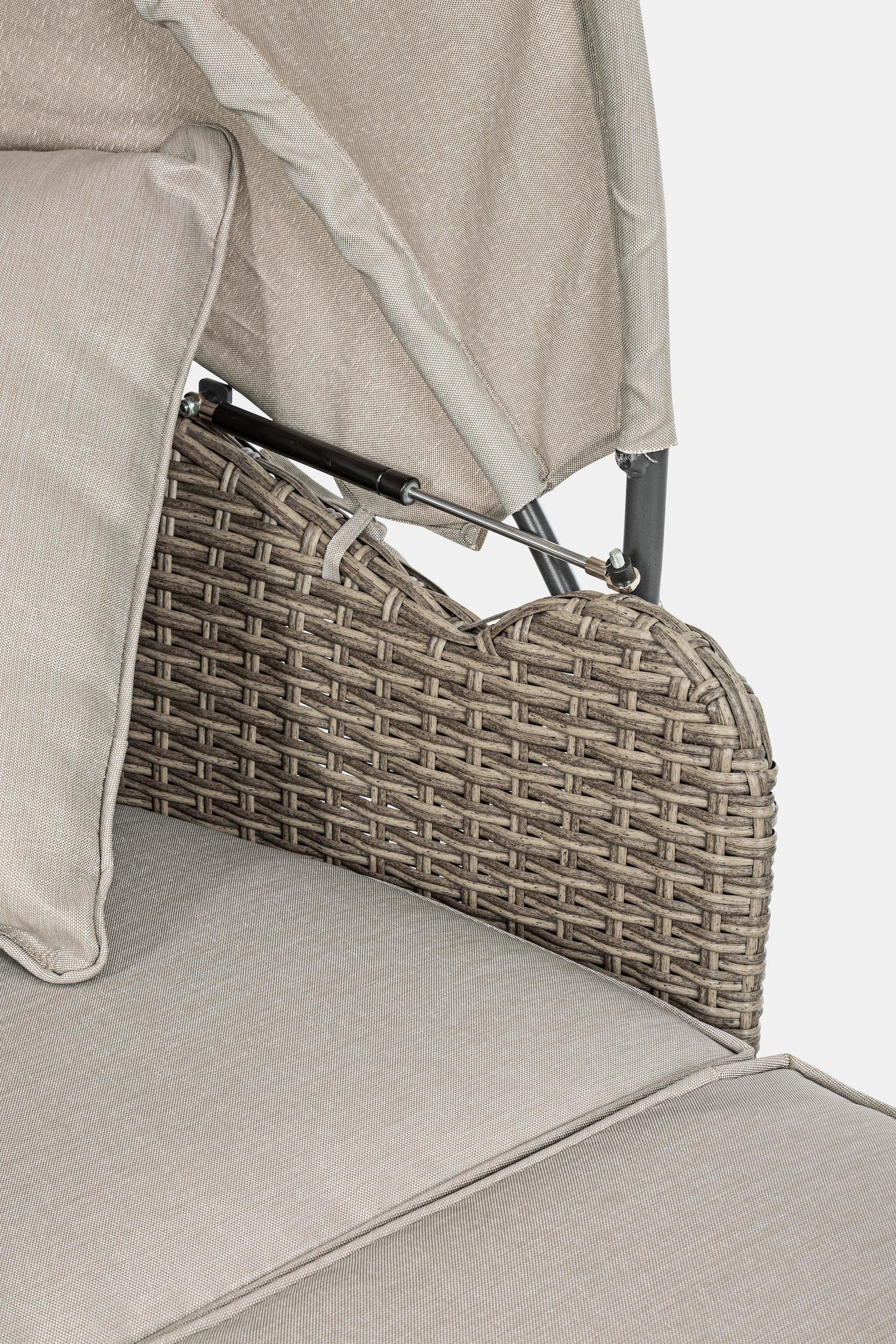 Canapea / Pat cu baldachin pentru gradina / terasa, din aluminiu si fibre sintetice, cu perne detasabile, 2 locuri, Siesta Grej, l168xA95-168xH82-145 cm (11)