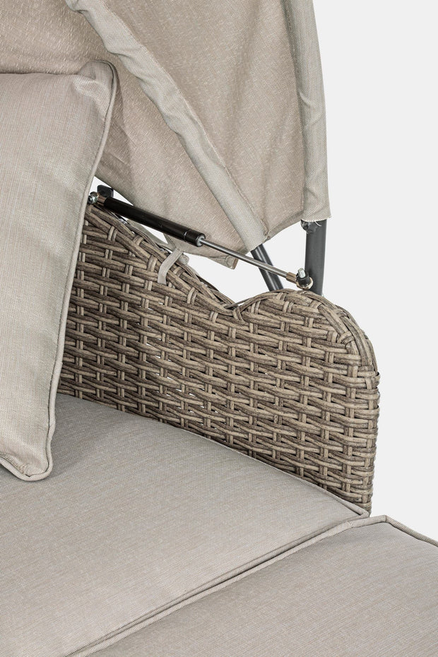 Canapea / Pat cu baldachin pentru gradina / terasa, din aluminiu si fibre sintetice, cu perne detasabile, 2 locuri, Siesta Grej, l168xA95-168xH82-145 cm (11)