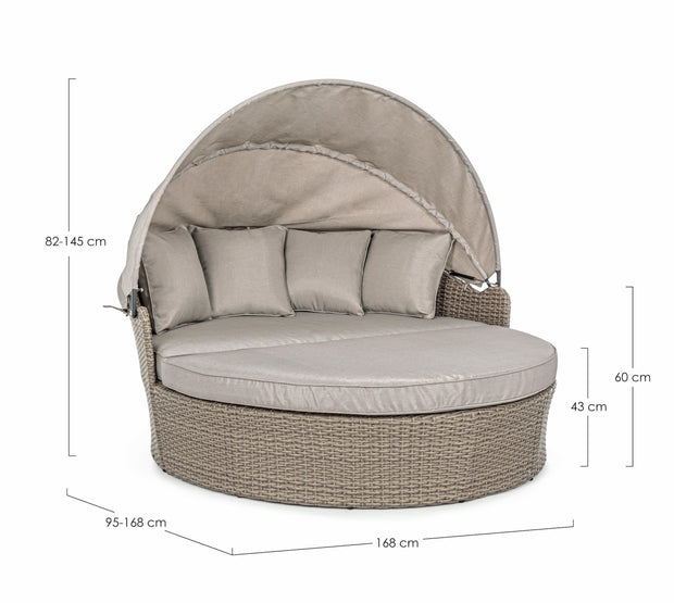 Canapea / Pat cu baldachin pentru gradina / terasa, din aluminiu si fibre sintetice, cu perne detasabile, 2 locuri, Siesta Grej, l168xA95-168xH82-145 cm (12)