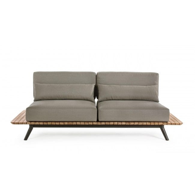 Canapea pentru gradina / terasa, din aluminiu si lemn de tec, tapitata cu stofa, 3 locuri Catalina Grej, l220xA90xH82 cm (3)