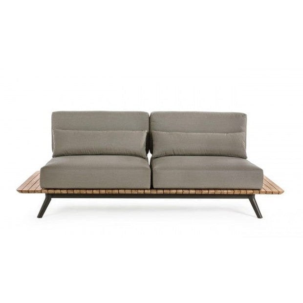 Canapea pentru gradina / terasa, din aluminiu si lemn de tec, tapitata cu stofa, 3 locuri Catalina Grej, l220xA90xH82 cm (3)