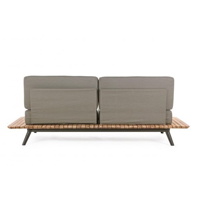 Canapea pentru gradina / terasa, din aluminiu si lemn de tec, tapitata cu stofa, 3 locuri Catalina Grej, l220xA90xH82 cm (4)
