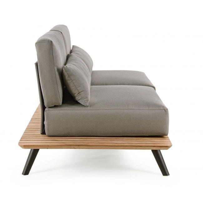 Canapea pentru gradina / terasa, din aluminiu si lemn de tec, tapitata cu stofa, 3 locuri Catalina Grej, l220xA90xH82 cm (5)