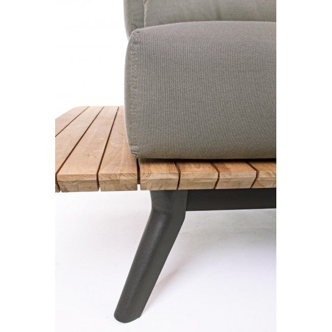 Canapea pentru gradina / terasa, din aluminiu si lemn de tec, tapitata cu stofa, 3 locuri Catalina Grej, l220xA90xH82 cm (7)