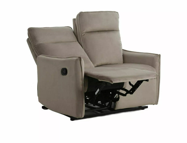 Canapea Recliner, 2 locuri, tapitata cu stofa, Travis 2 Velvet Bej / Negru, l127xA86xH102 cm (1)