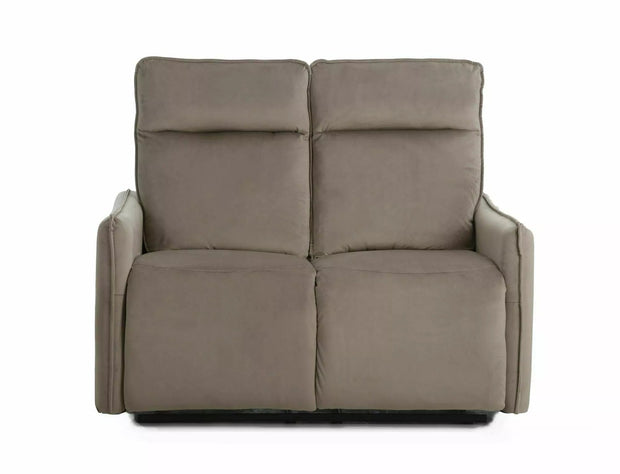 Canapea Recliner, 2 locuri, tapitata cu stofa, Travis 2 Velvet Bej / Negru, l127xA86xH102 cm (2)