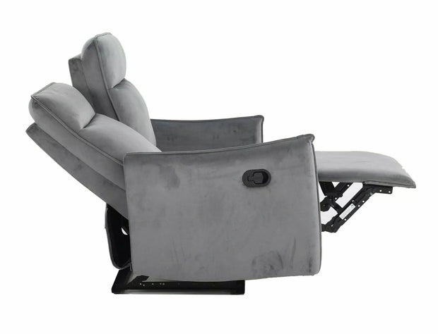Canapea Recliner, 2 locuri, tapitata cu stofa, Travis 2 Velvet Gri / Negru, l127xA86xH102 cm (2)