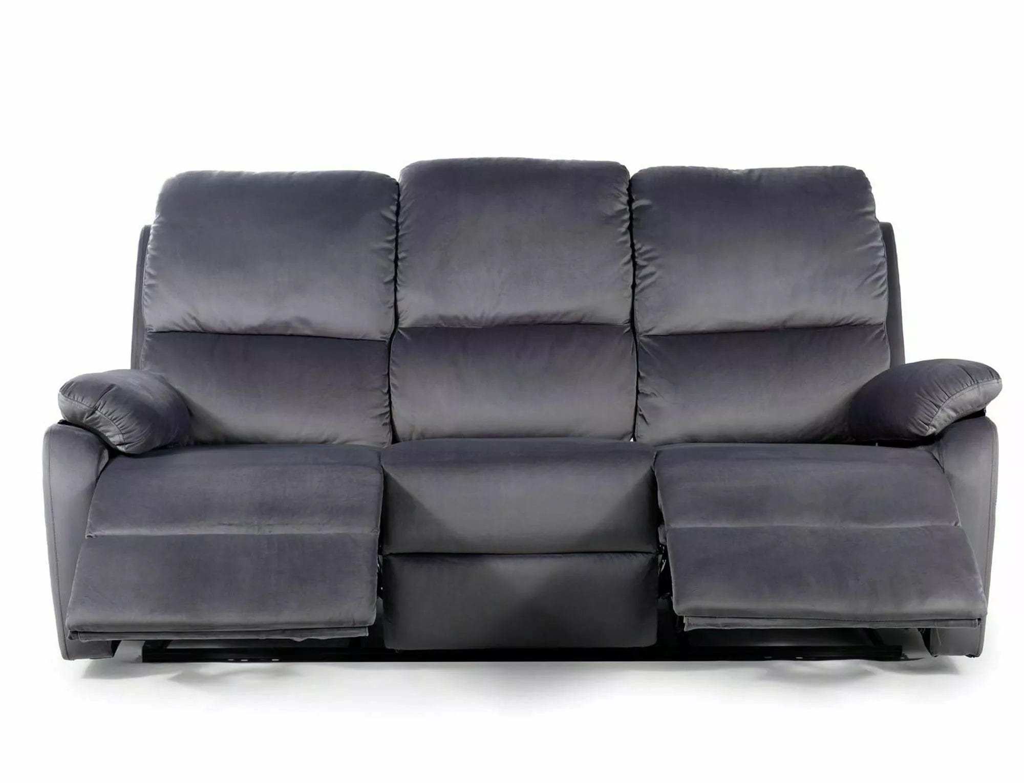Canapea Recliner, 3 locuri, tapitata cu stofa, Spencer 3 Velvet Gri / Negru, l193xA94xH101 cm (1)