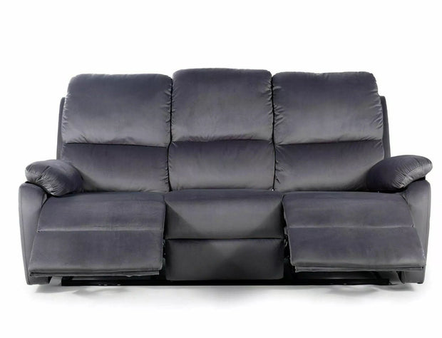 Canapea Recliner, 3 locuri, tapitata cu stofa, Spencer 3 Velvet Gri / Negru, l193xA94xH101 cm (1)