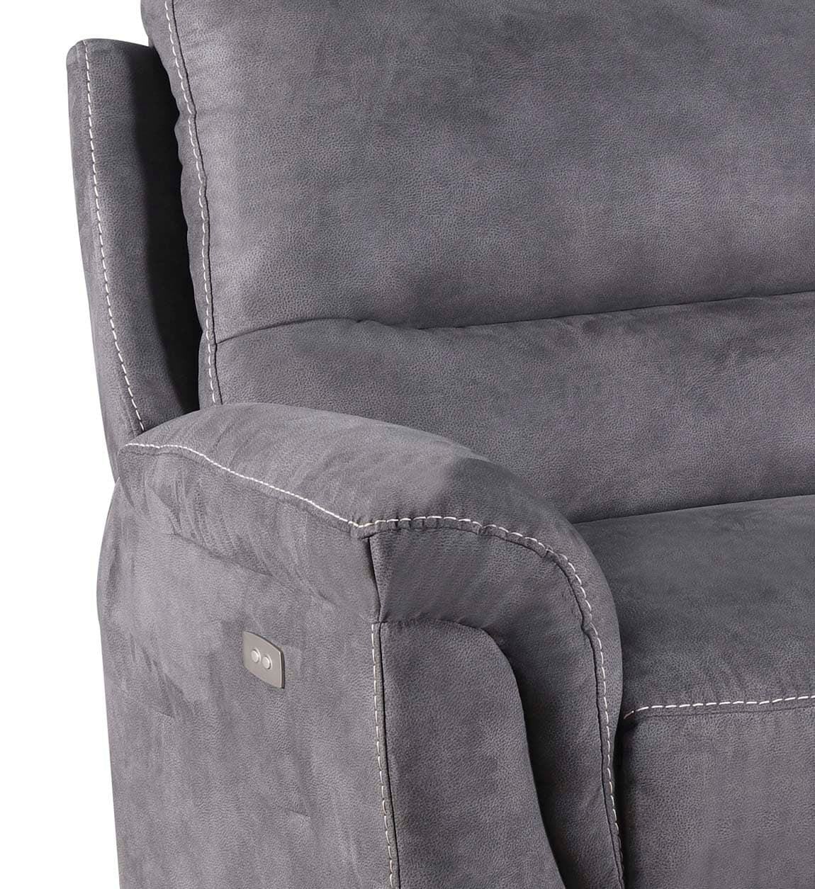 Moycor Canapea Recliner cu mecanism electric, tapitata cu stofa, 3 locuri Basil Gri, l208xA93xH100 cm