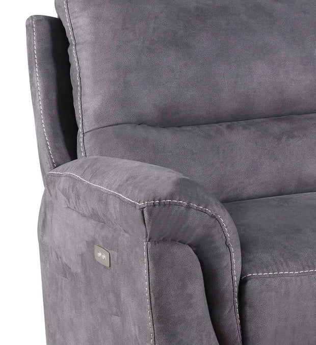 Moycor Canapea Recliner cu mecanism electric, tapitata cu stofa, 3 locuri Basil Gri, l208xA93xH100 cm