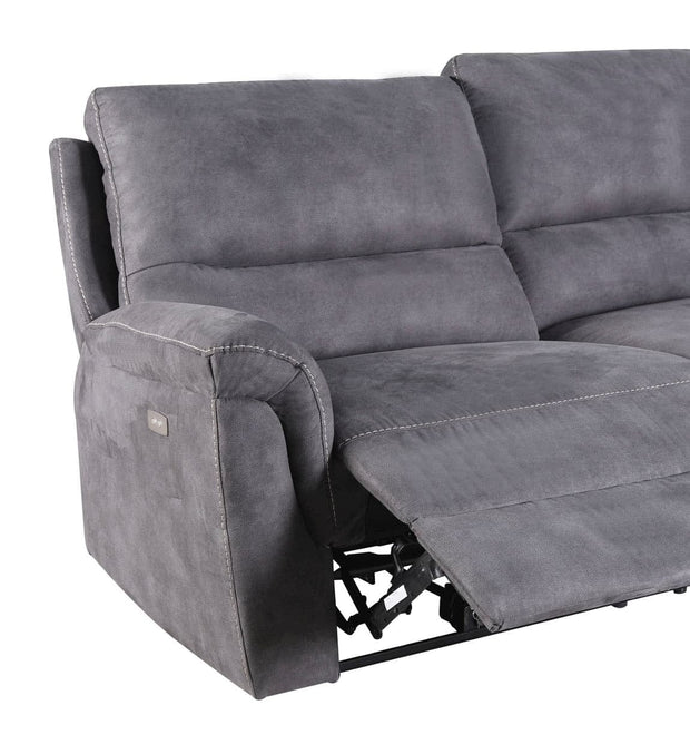 Moycor Canapea Recliner cu mecanism electric, tapitata cu stofa, 3 locuri Basil Gri, l208xA93xH100 cm