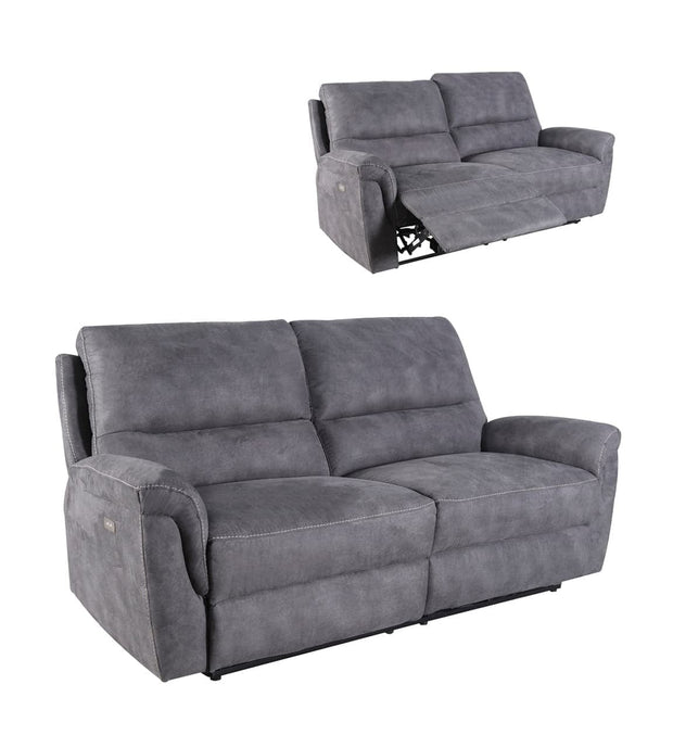 Moycor Canapea Recliner cu mecanism electric, tapitata cu stofa, 3 locuri Basil Gri, l208xA93xH100 cm